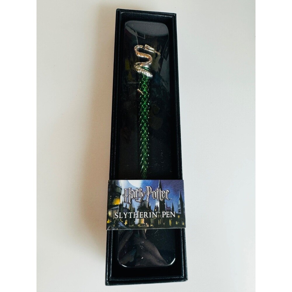 Harry Potter Barnes Noble Slytherin Pen Silver Green Metal Snake Warner Bros NIB